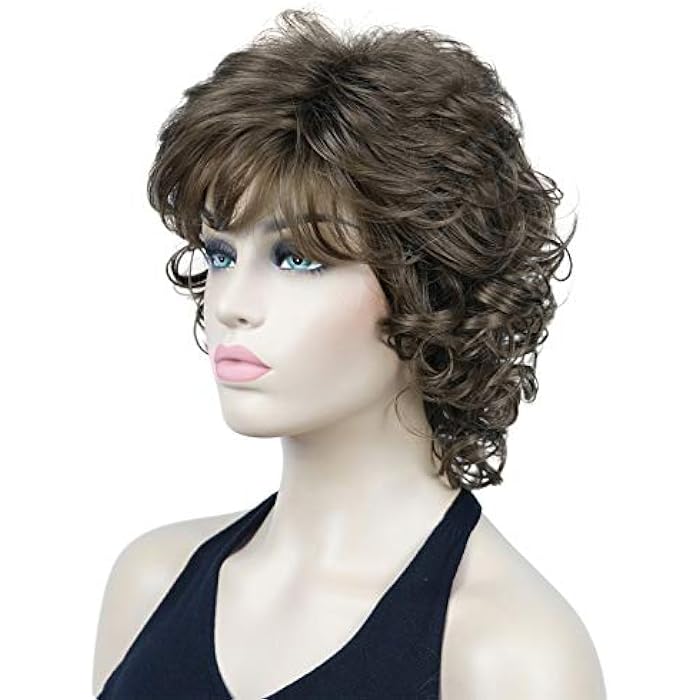 DILLARDS Lydell Short Wavy Curly Fluffy Synthetic Wigs With Bangs For Women Light Brown - Image 2
